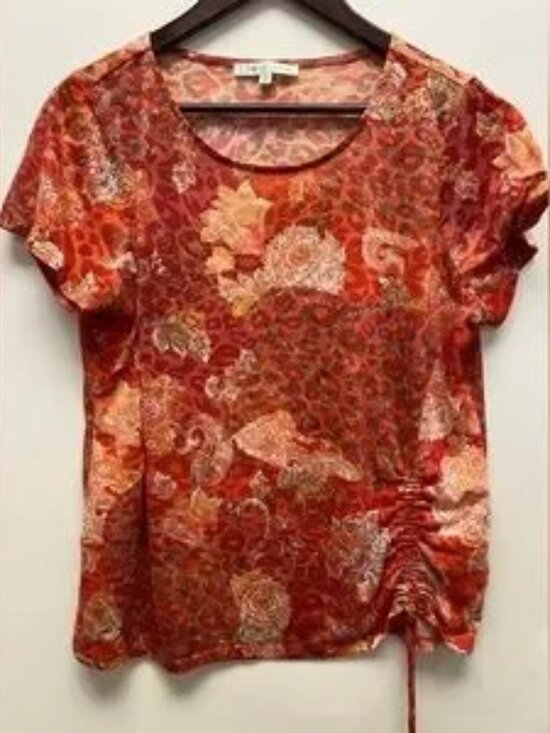 Tops - Cleo Floral Ruched Side Top - XL